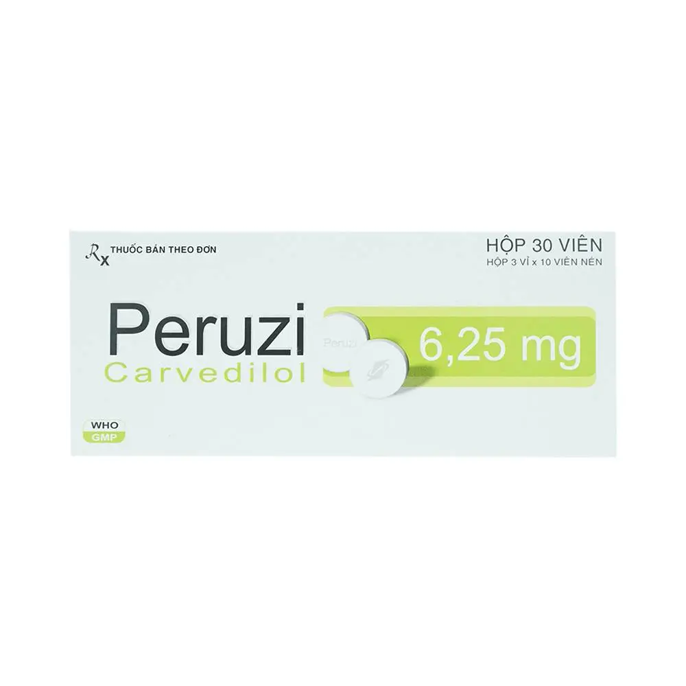 Thuốc trị tăng huyết áp Peruzi 6,25mg (hộp 3 vỉ x 10 viên)